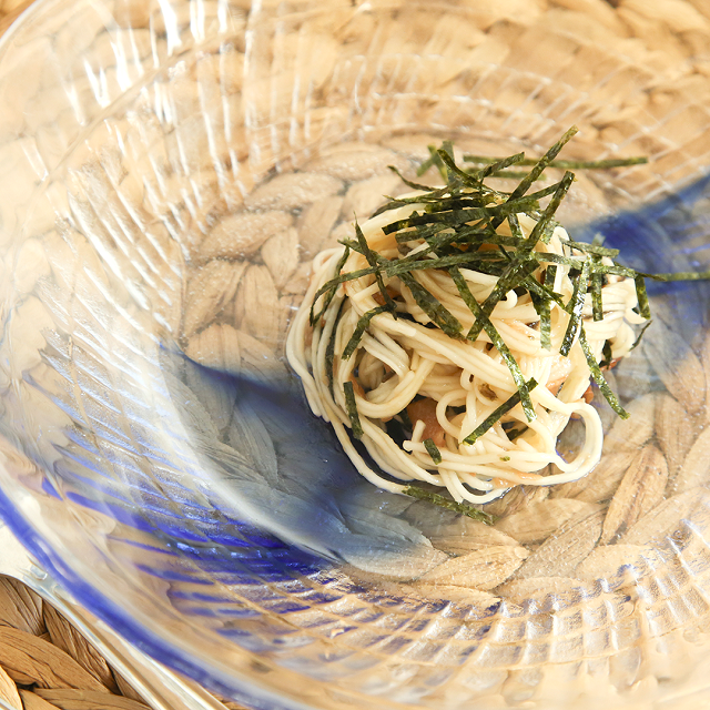 福永さん家の梅と塩昆布のオリーブオイルパスタ風